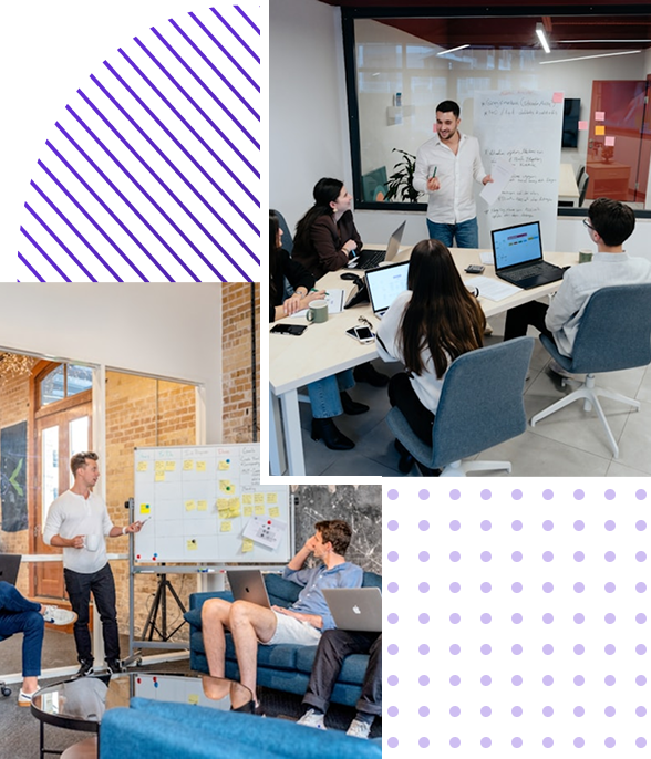 Team meeting and collaboration collage